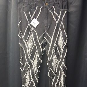 Edgy Black and White Women’s Straight Leg Jeans
